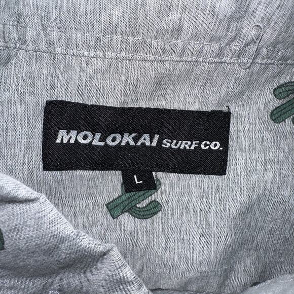 Molokai Surf Co. Men's Grey Cactus Short Sleeve Shirt L 0609 - Picture 4 of 4